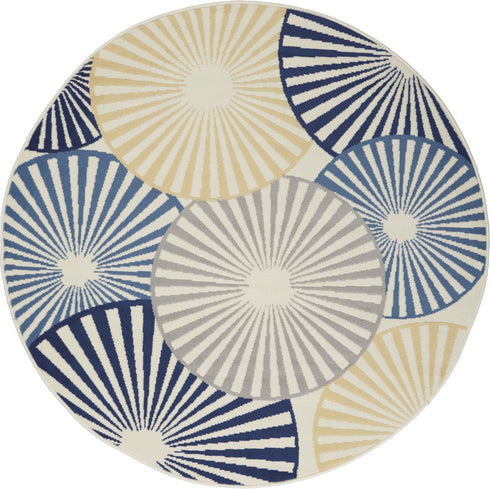 4' X 6' Blue and Ivory Geometric Power Loom Area Rug
